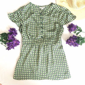 Banana Republic Small Green Geometric Blouse